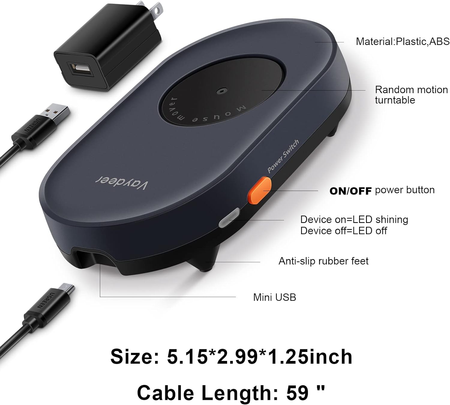 Вігглер клікер шейкер симулятор для миші Vaydeer Mouse Mover Jiggler - Зображення 8