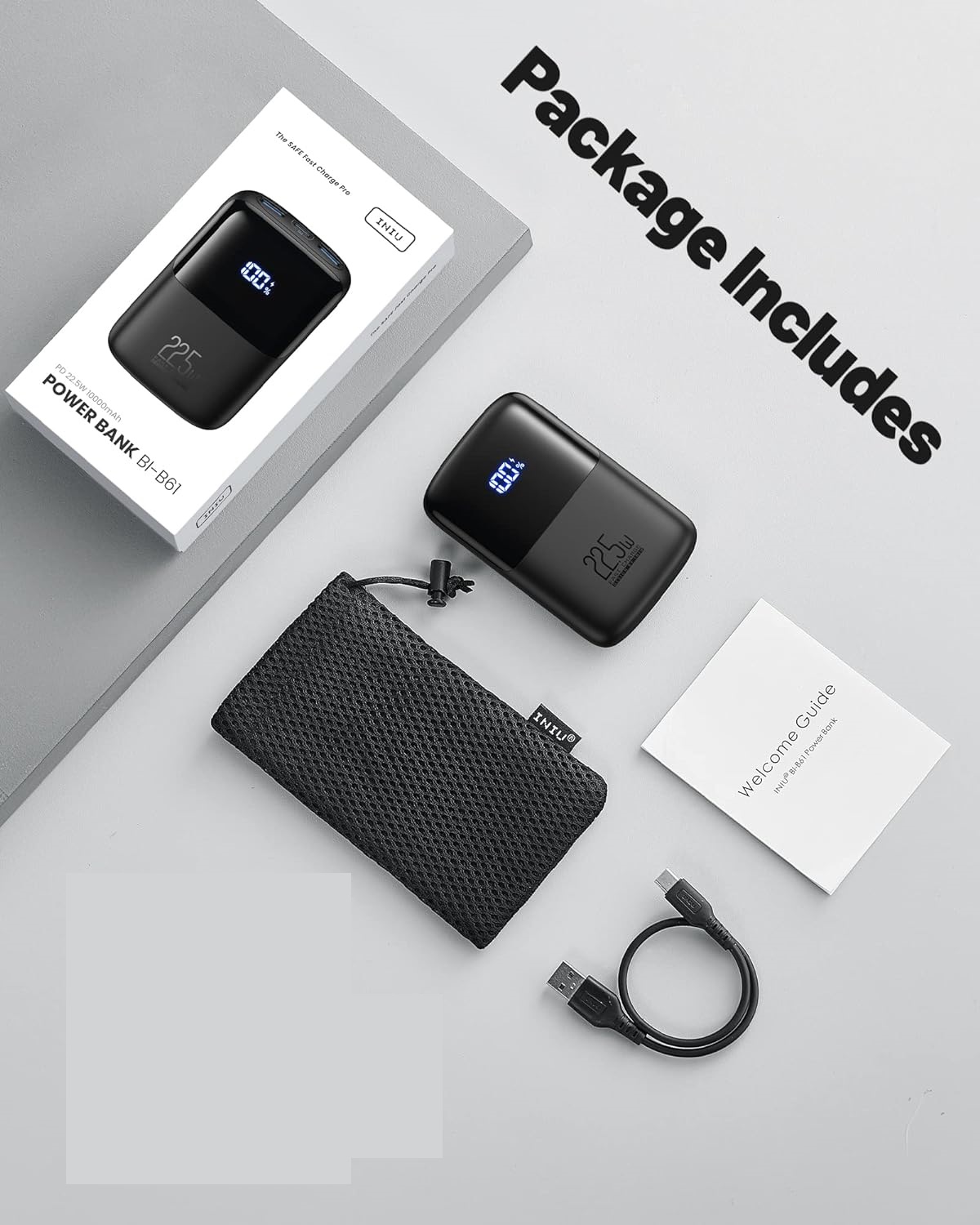 УМБ Powerbank INIU Portable Charger, Small 10000mAh 22.5W PD 3.0+QC 4.0 LED Display (BI-B61) - Зображення 9