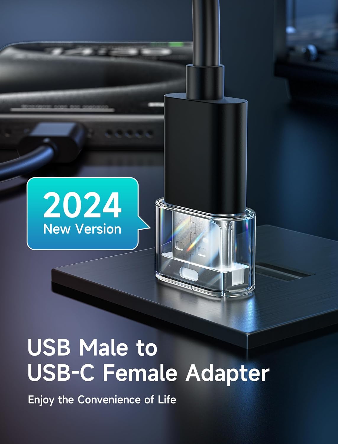 Адаптер-перехідник JSAUX Type-C to USB 2.0 480Mbps 3.1A Crystal - Зображення 2