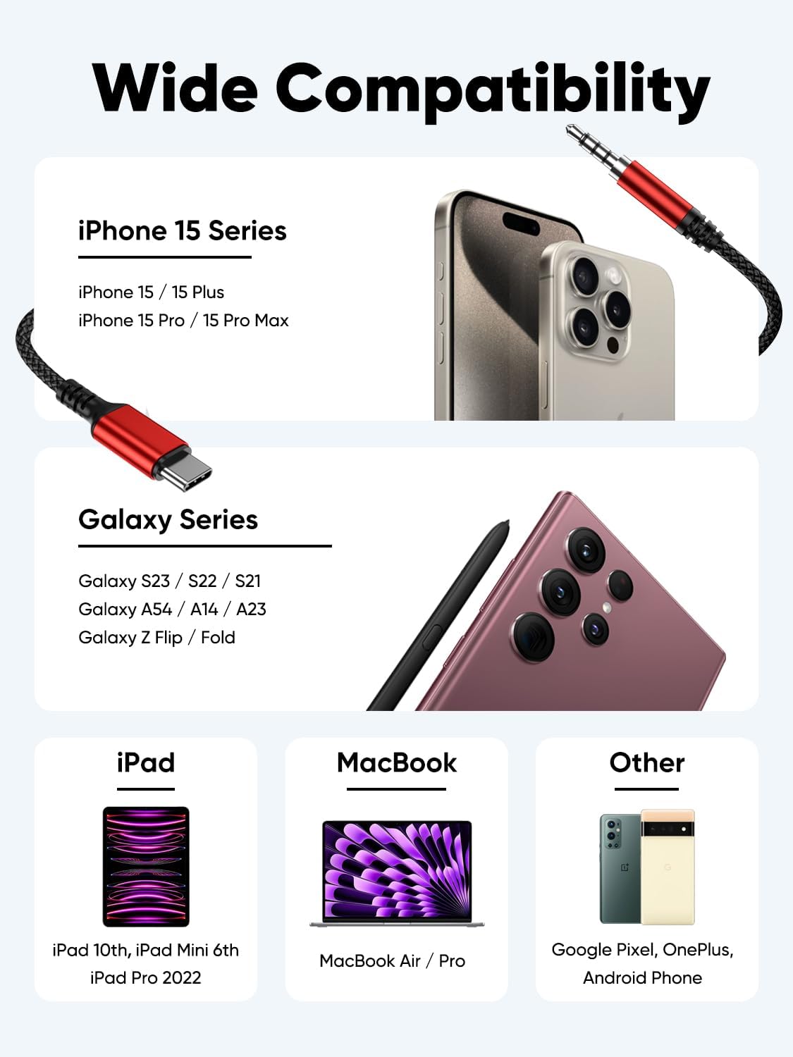 Адаптер Highwings USB Type C на Male 3.5мм 1м червоний - Зображення 3