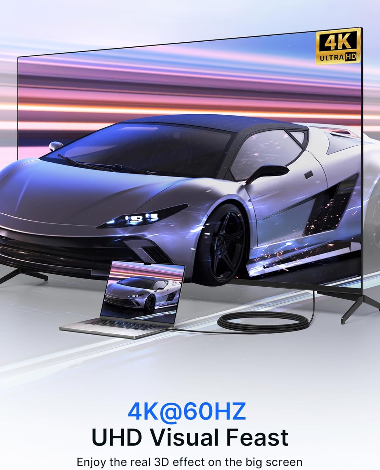 Кабель JSAUX miniHDMI to HDMI 2.0 4K@60Hz Bi-Directional 1.8м чорний - Зображення 3