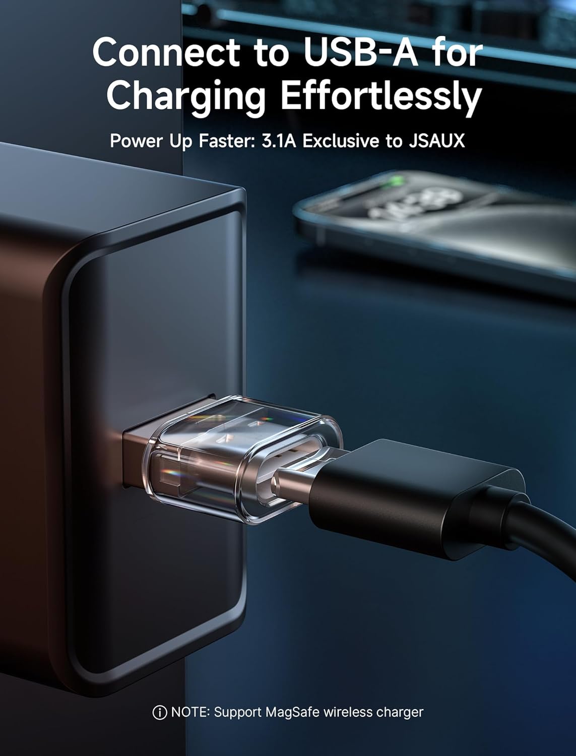 Адаптер-перехідник JSAUX Type-C to USB 2.0 480Mbps 3.1A Obsidian - Зображення 4