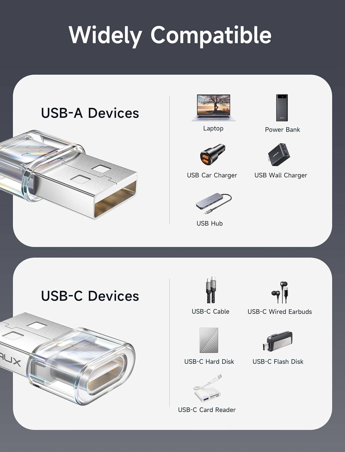 Адаптер-перехідник JSAUX Type-C to USB 2.0 480Mbps 3.1A Crystal - Зображення 8