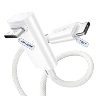 Кабель JSAUX Type-C to mini HDMI Right Angle 4K@30Hz/2K@60Hz/1080P (Short Side Toward Screen) 0.9м білий