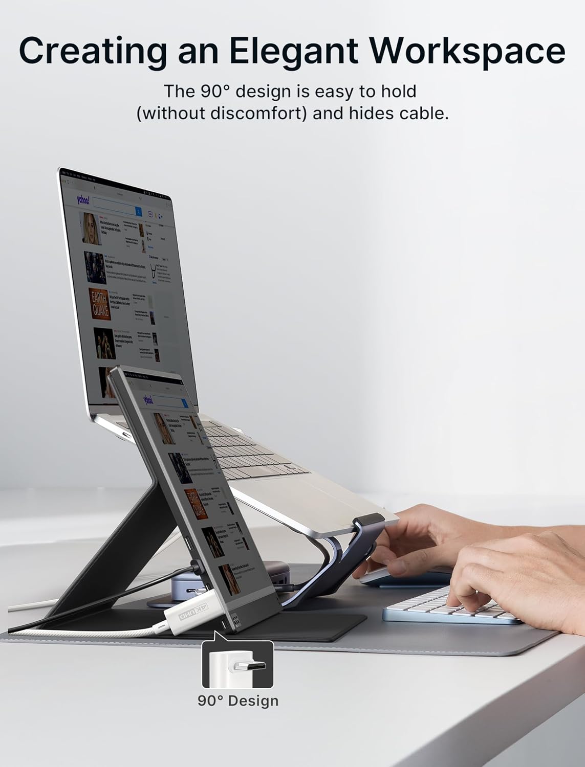 Кабель JSAUX Type-C to mini HDMI Right Angle 4K@30Hz/2K@60Hz/1080P (Short Side Toward Screen) 0.9м білий - Зображення 8