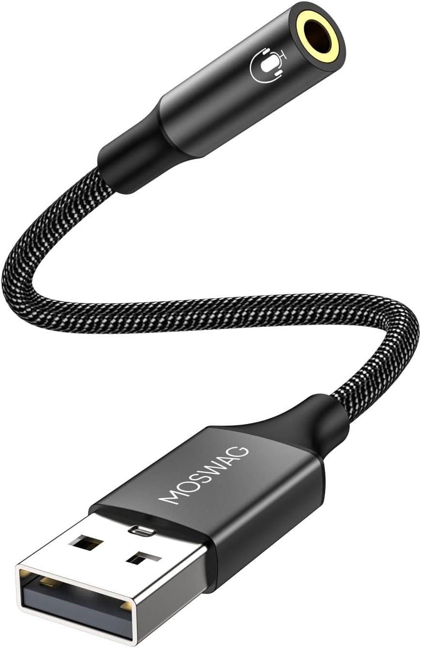 Кабель MOSWAG USB to AUX 0.2м black