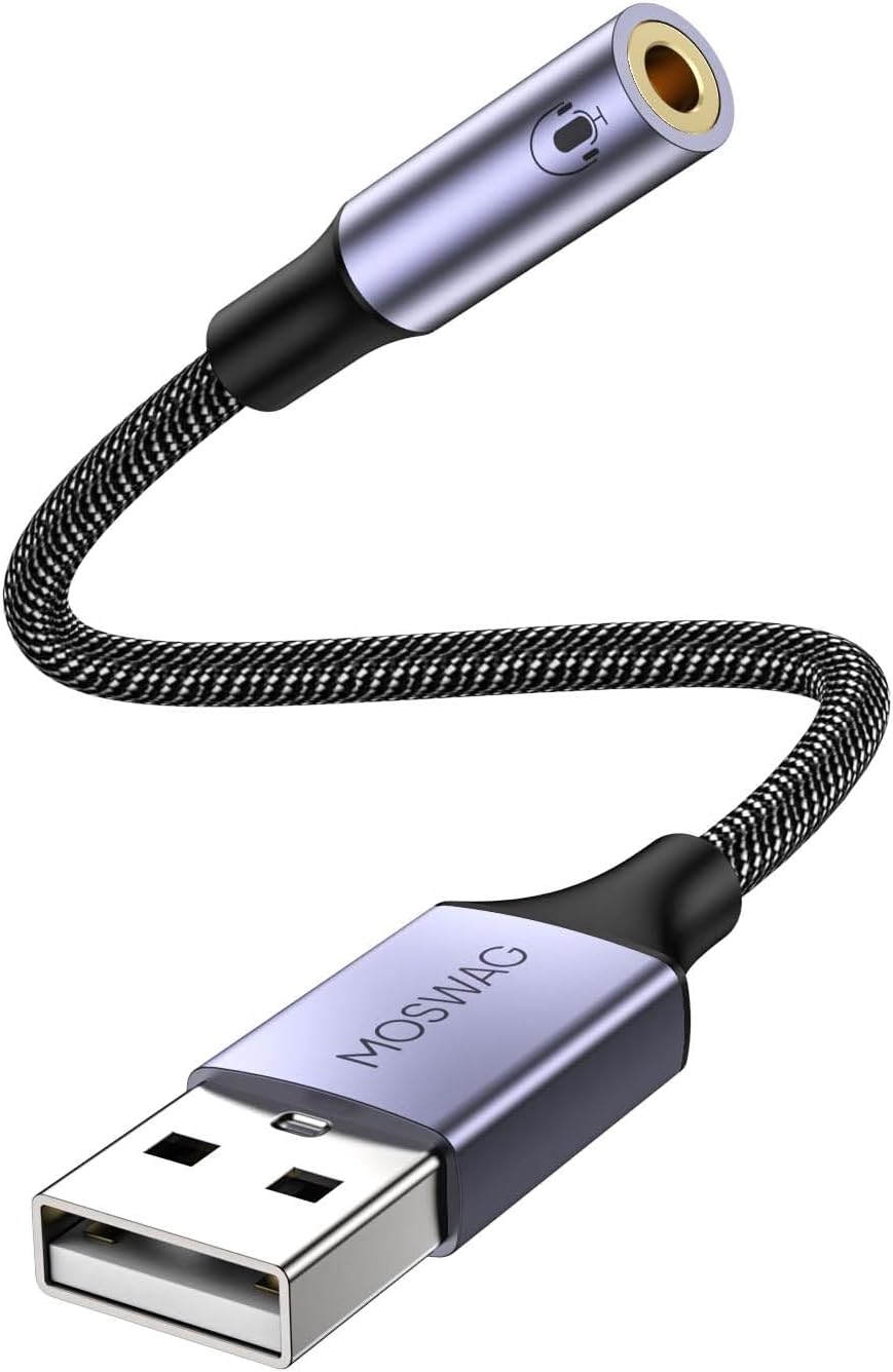 Кабель MOSWAG USB to AUX 0.2м black-lilac