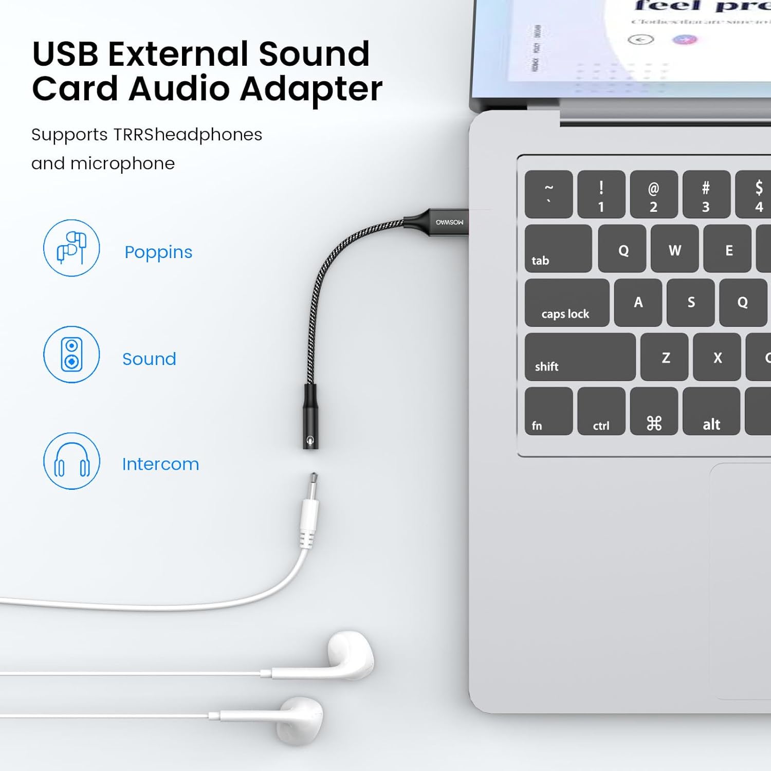 Кабель MOSWAG USB to AUX 0.2м black - Зображення 3