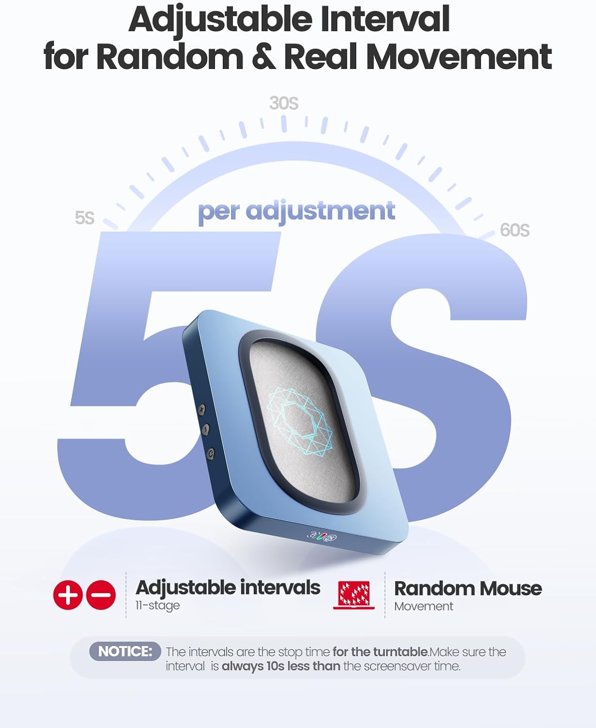 Вігглер шейкер симулятор для миші Vaydeer Max 3 Mouse Jiggler, Interval Timer, Hexagon - Зображення 3