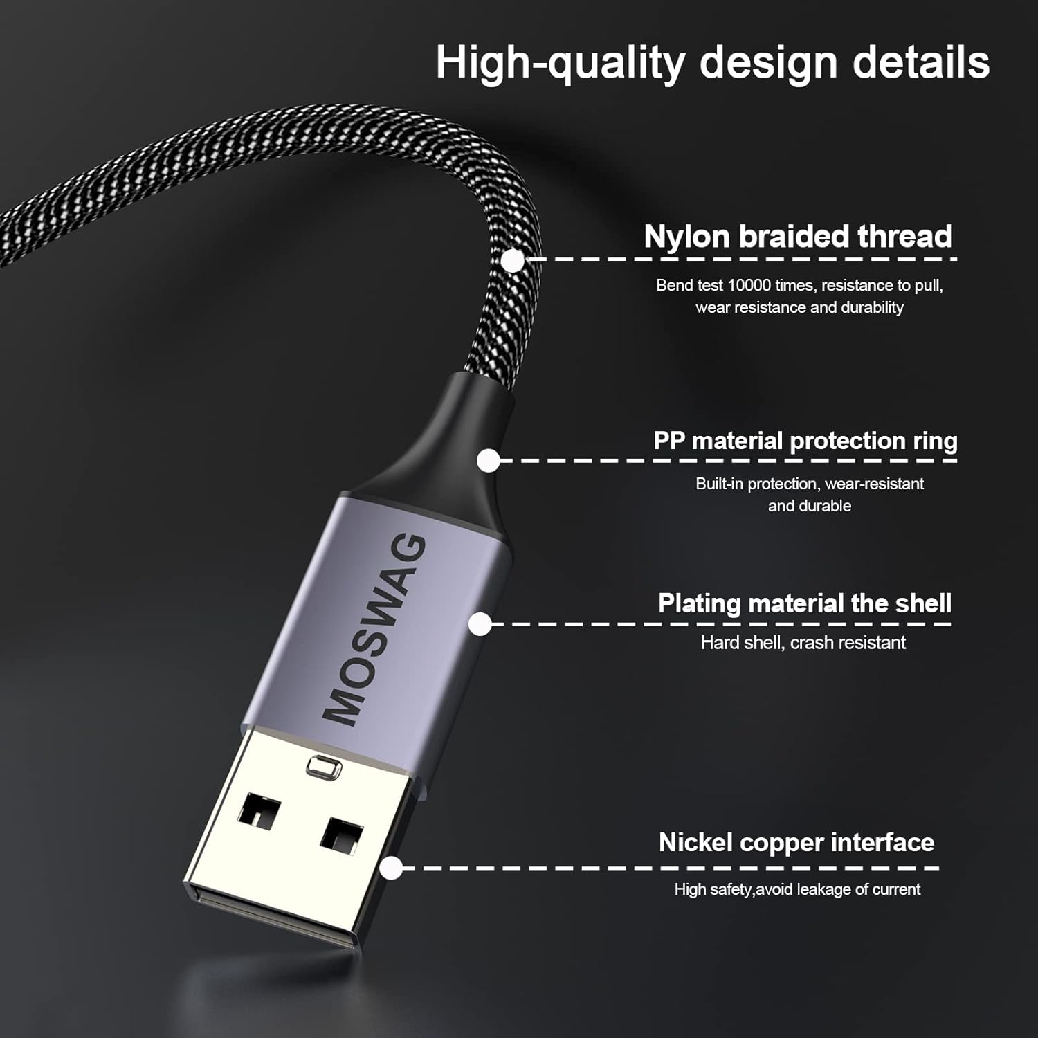 Кабель MOSWAG USB to AUX 0.2м black-lilac - Зображення 5