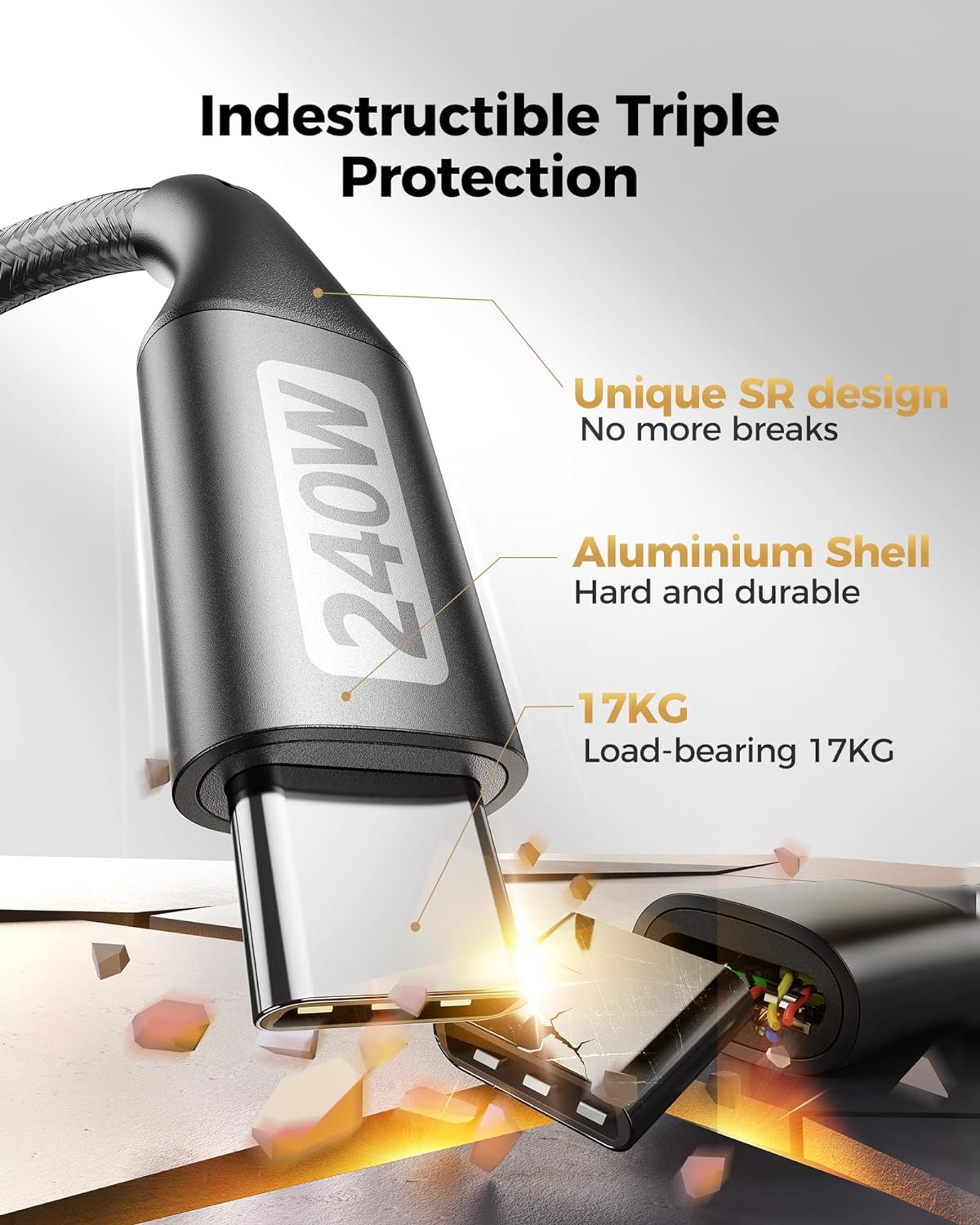 Кабель Silkland USB-C, 240W, 480Mbps, 0.15м - Зображення 5