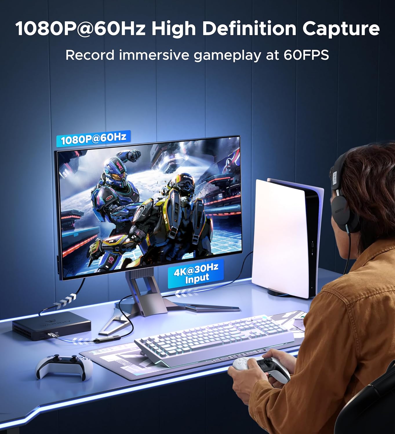 Карта відеозахоплення Warrky Video Capture Card, 4K HDMI для USB A/Type-C 1080P 60FPS - Зображення 2