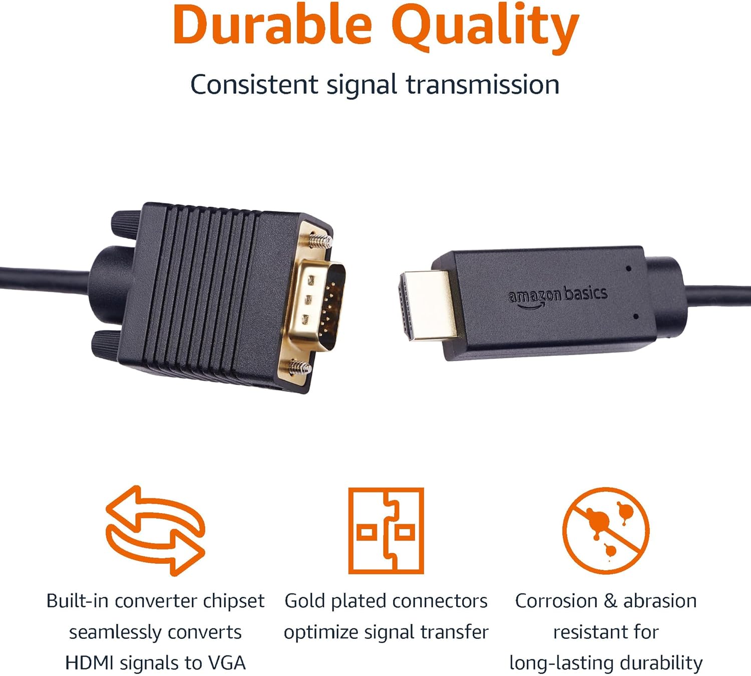 Кабель Amazon Basics HDMI to VGA 1920x1080@60Hz, 1.8м, black - Зображення 2