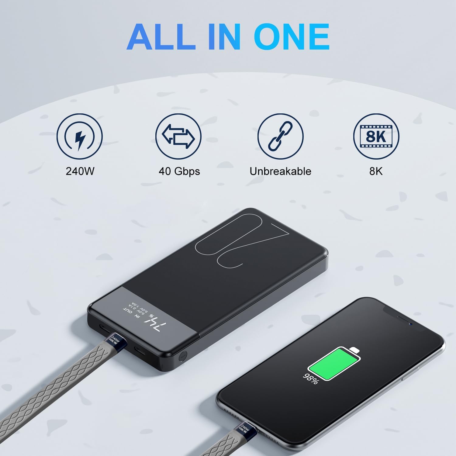 Кабель YoungSelly (APEXSUN) USB-C FPC Cable USB4, 240W, 8K/4K Video, 40Gbps, 0.13м - Зображення 2