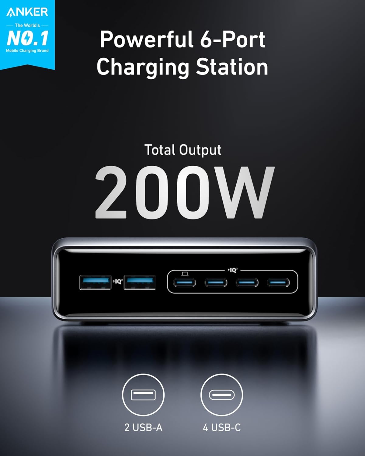 Зарядний пристрій Anker Prime Charger 6 Ports GaN 200W (A2683) - Зображення 2
