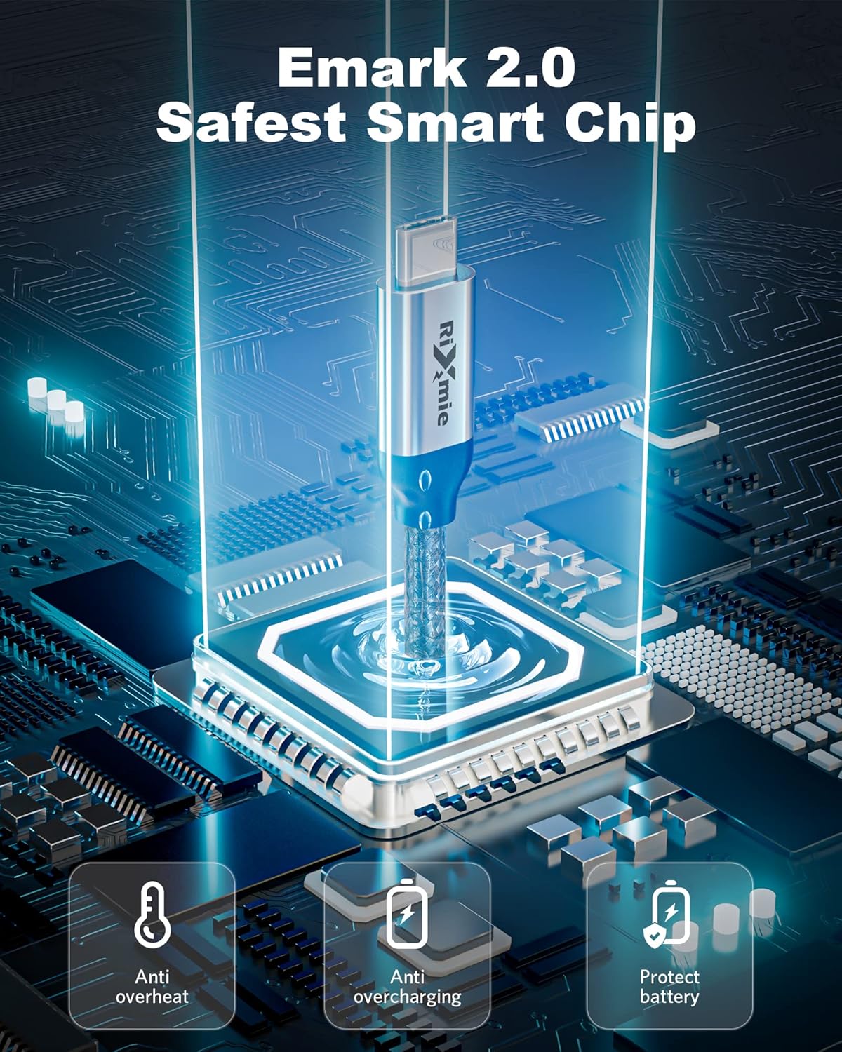 Кабель Rixmie Type-C to Type-C USB3.1 Gen2, 240W, 20Gbps, 1м, black - Зображення 4