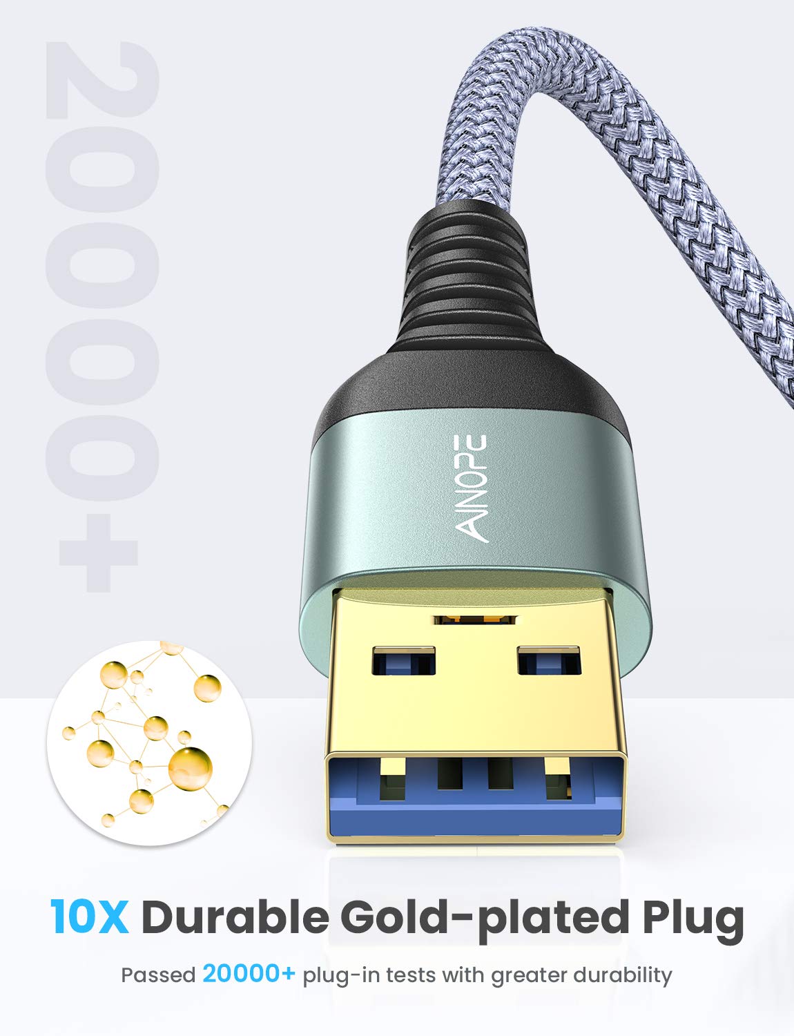 Кабель-подовжувач AINOPE USB3.0, 2м, grey - Зображення 4