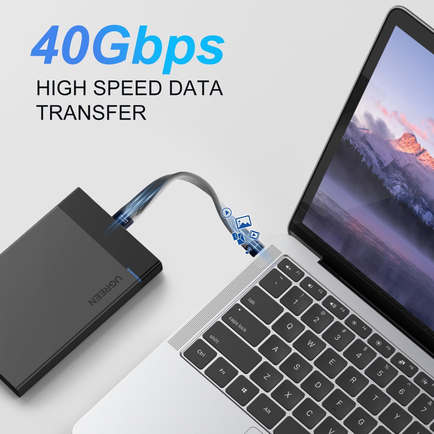Кабель YoungSelly (APEXSUN) USB-C FPC Cable USB4, 240W, 8K/4K Video, 40Gbps, 0.13м - Зображення 4