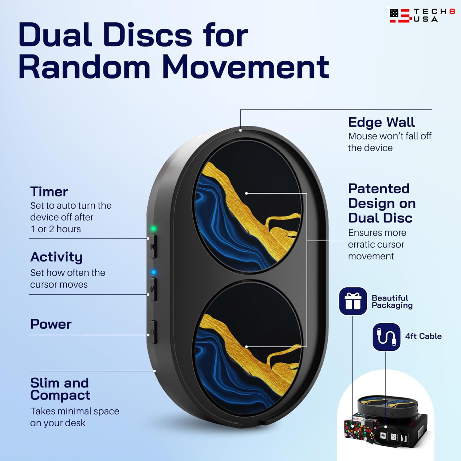 Віглер шейкер симулятор для миші TECH8 USA Undetectable Mouse Mover, Mouse Jiggler "IndiGold" - Зображення 4