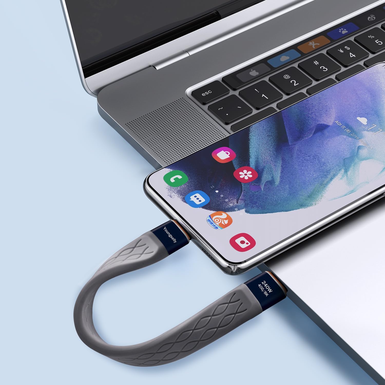 Кабель YoungSelly (APEXSUN) USB-C FPC Cable USB4, 240W, 8K/4K Video, 40Gbps, 0.13м - Зображення 5