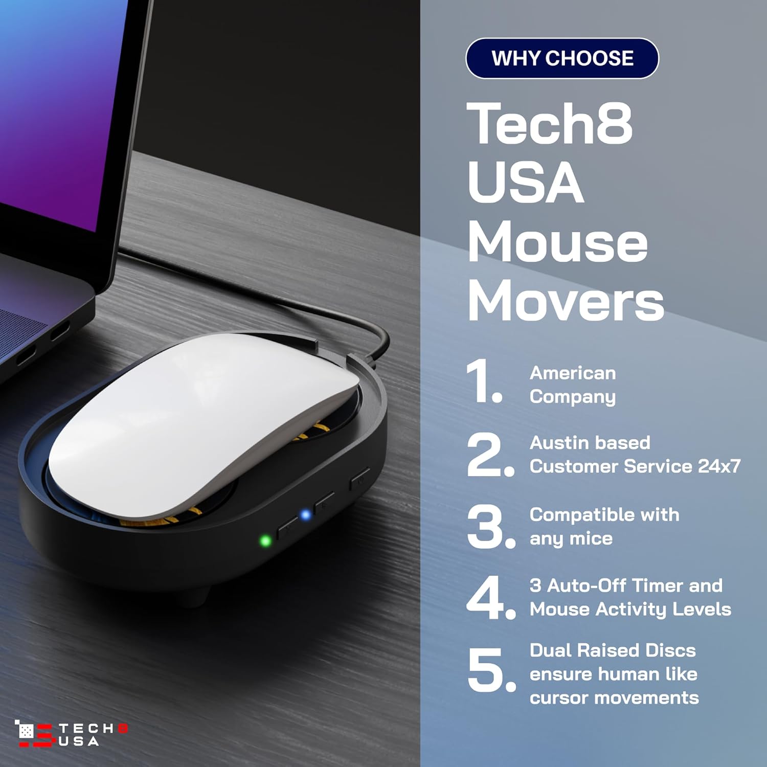 Віглер шейкер симулятор для миші TECH8 USA Undetectable Mouse Mover, Mouse Jiggler "IndiGold" - Зображення 7