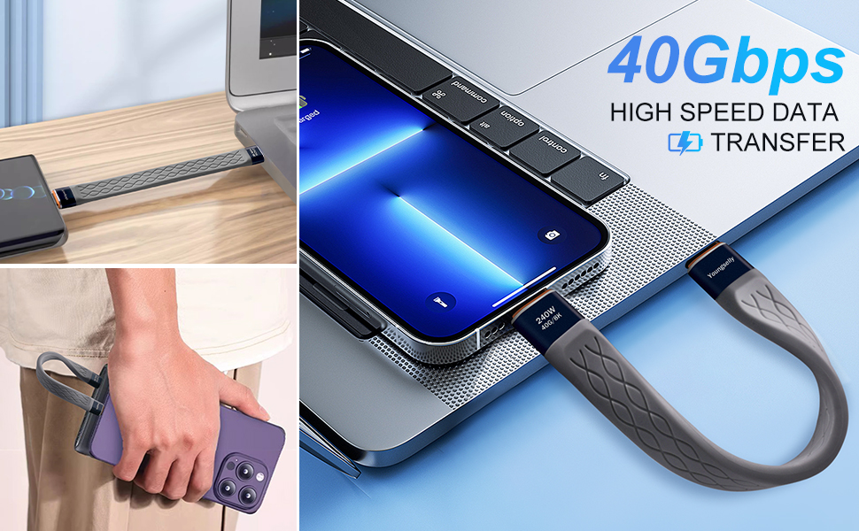 Кабель YoungSelly (APEXSUN) USB-C FPC Cable USB4, 240W, 8K/4K Video, 40Gbps, 0.13м - Зображення 8