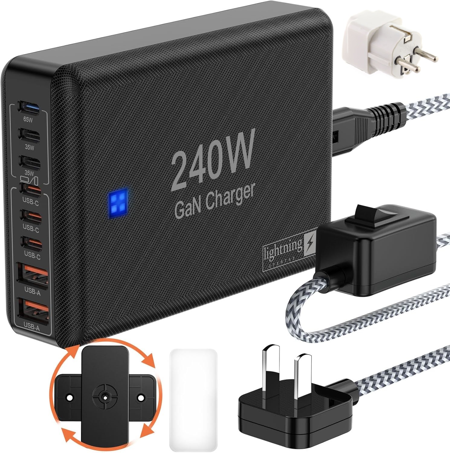 Зарядний пристрій Lightning Ofertas Charger 8 Ports GaN 240W (ZETX210W01A)