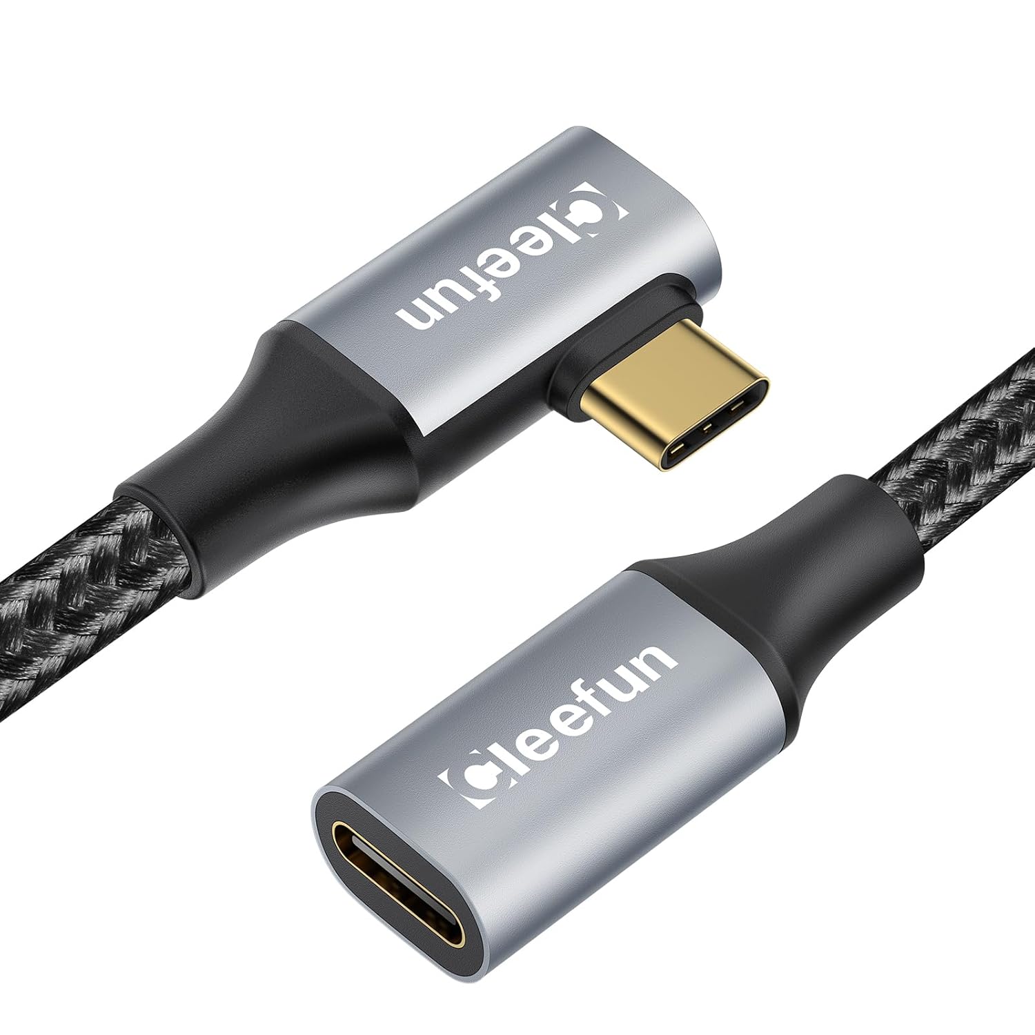 Кабель-подовжувач CLEEFUN Type-C to Type-C USB3.2 100W 90 Degree 2м Grey