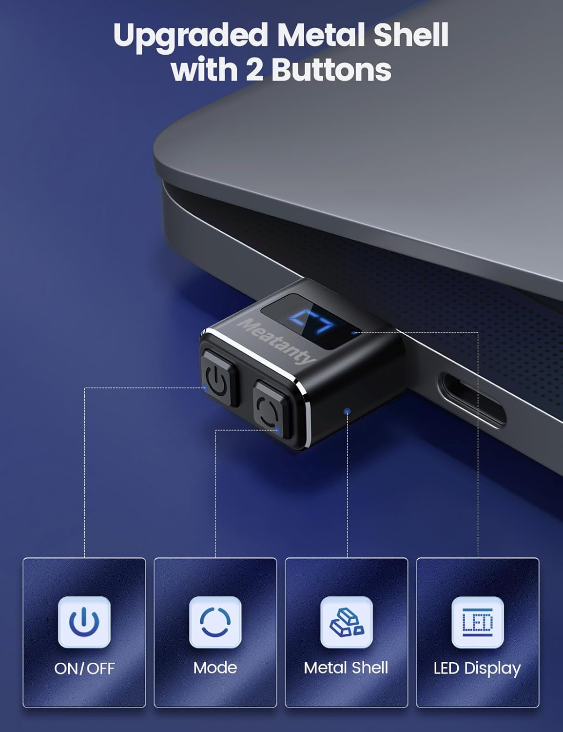 Вігглер шейкер симулятор для миші Meatanty Mouse Mover Jiggler Metal Mini 2-buttons black (Type-C) - Зображення 2