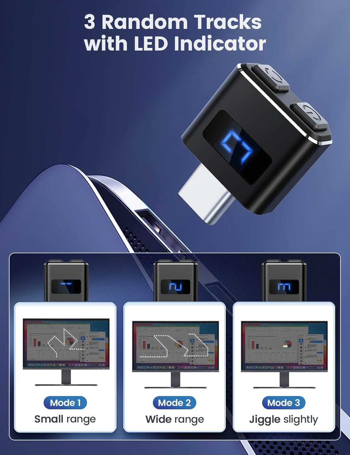 Вігглер шейкер симулятор для миші Meatanty Mouse Mover Jiggler Metal Mini 2-buttons black (Type-C) - Зображення 3