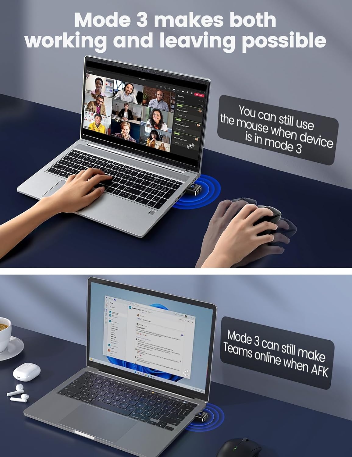 Вігглер шейкер симулятор для миші Meatanty Mouse Mover Jiggler Metal Mini 2-buttons black (Type-C) - Зображення 4