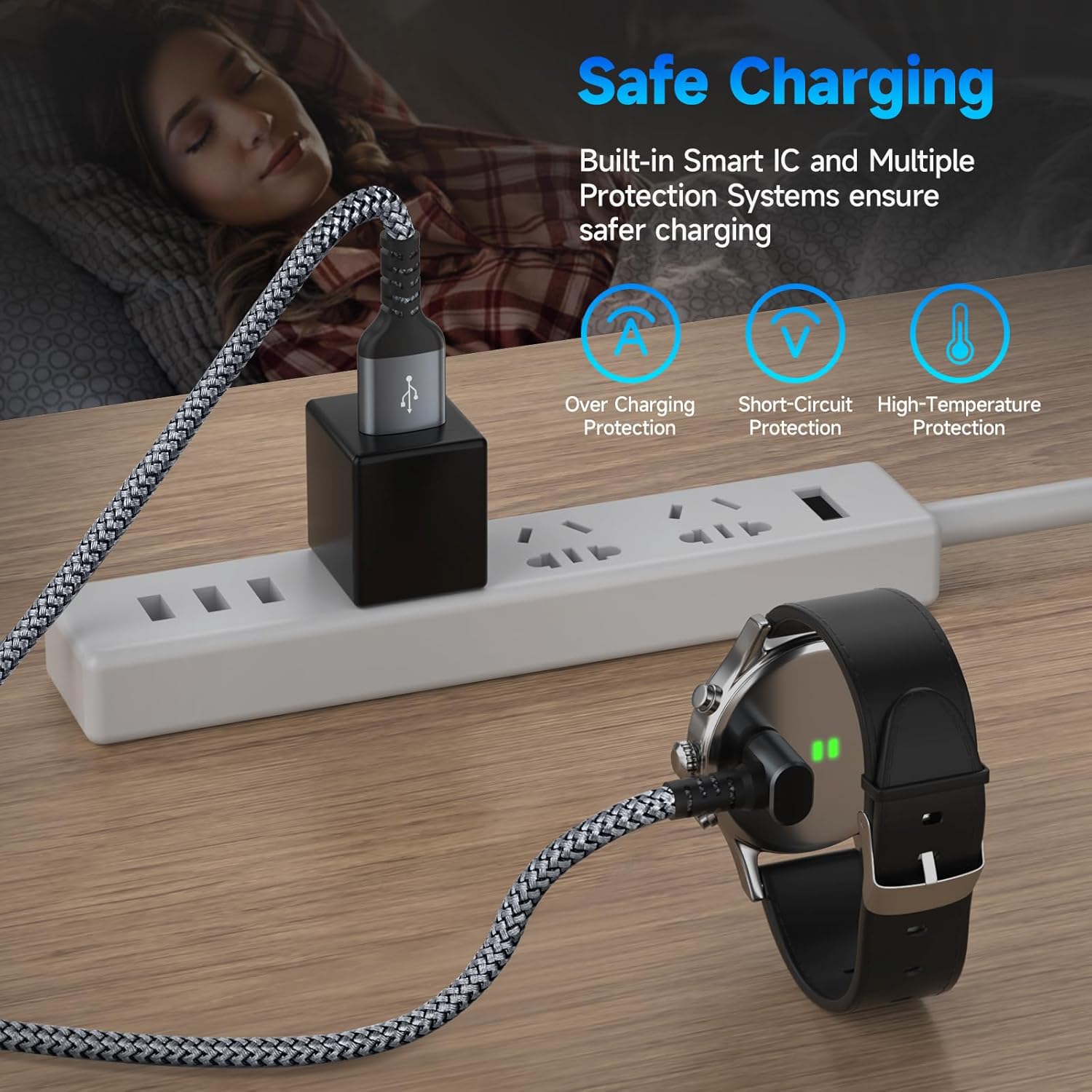 Кабель заряджання Sweguard для Garmin Watch Right Angle 1.2м, сірий - Зображення 5