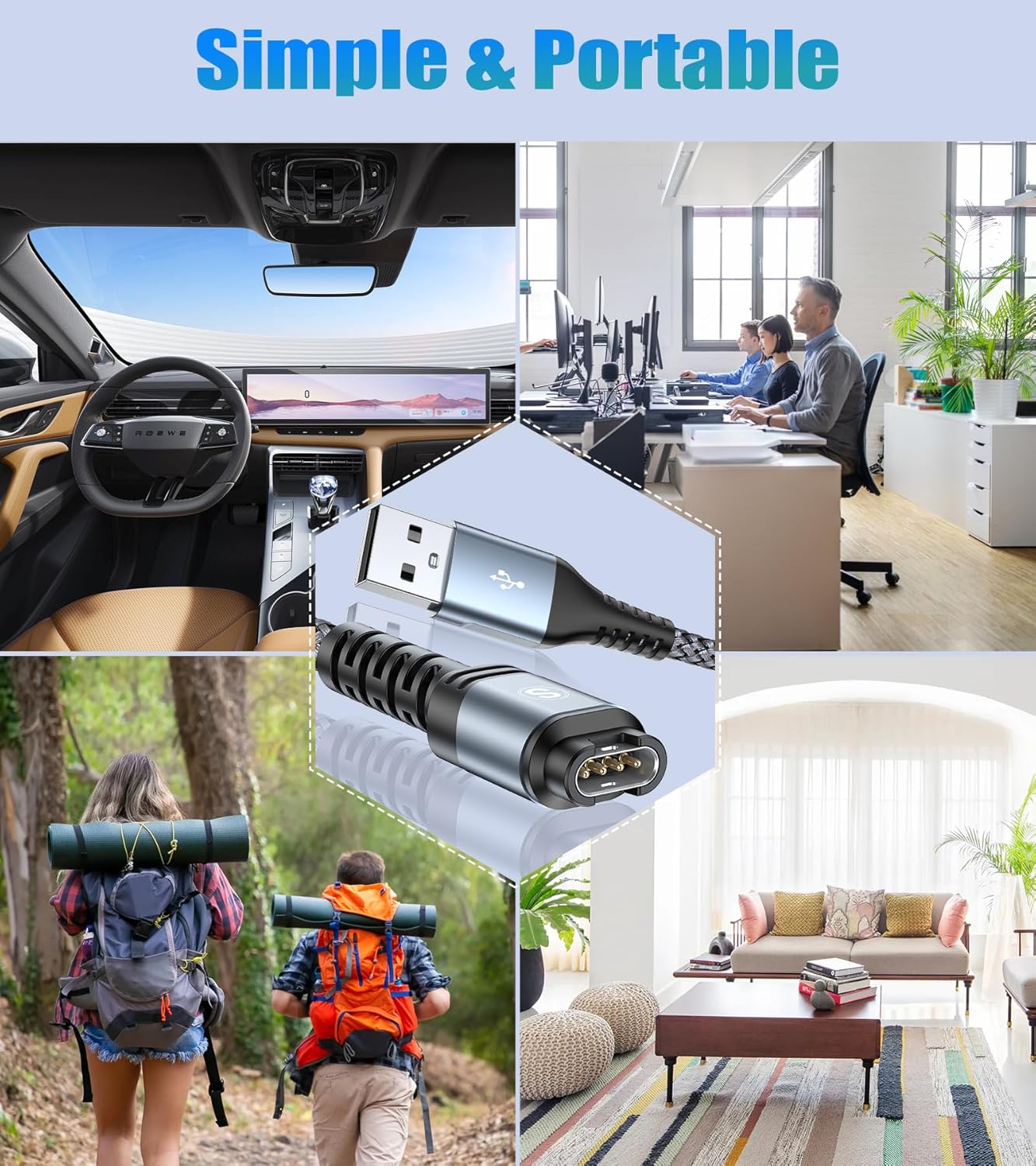 Кабель заряджання Sweguard для Garmin Watch 1.2м, сірий - Зображення 7