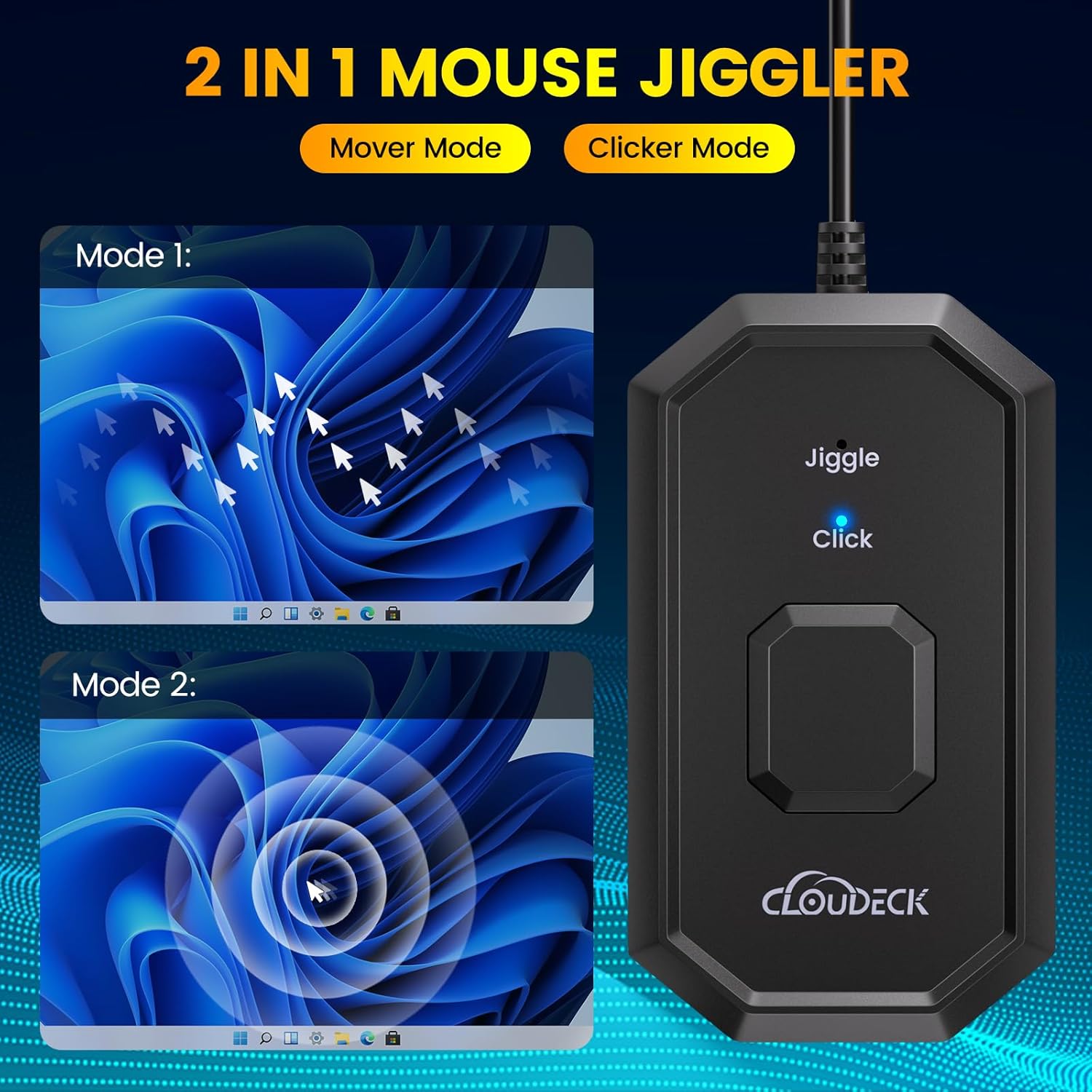 Вігглер клікер шейкер симулятор для миші Cloudeck, USB-A/C, Black - Зображення 2