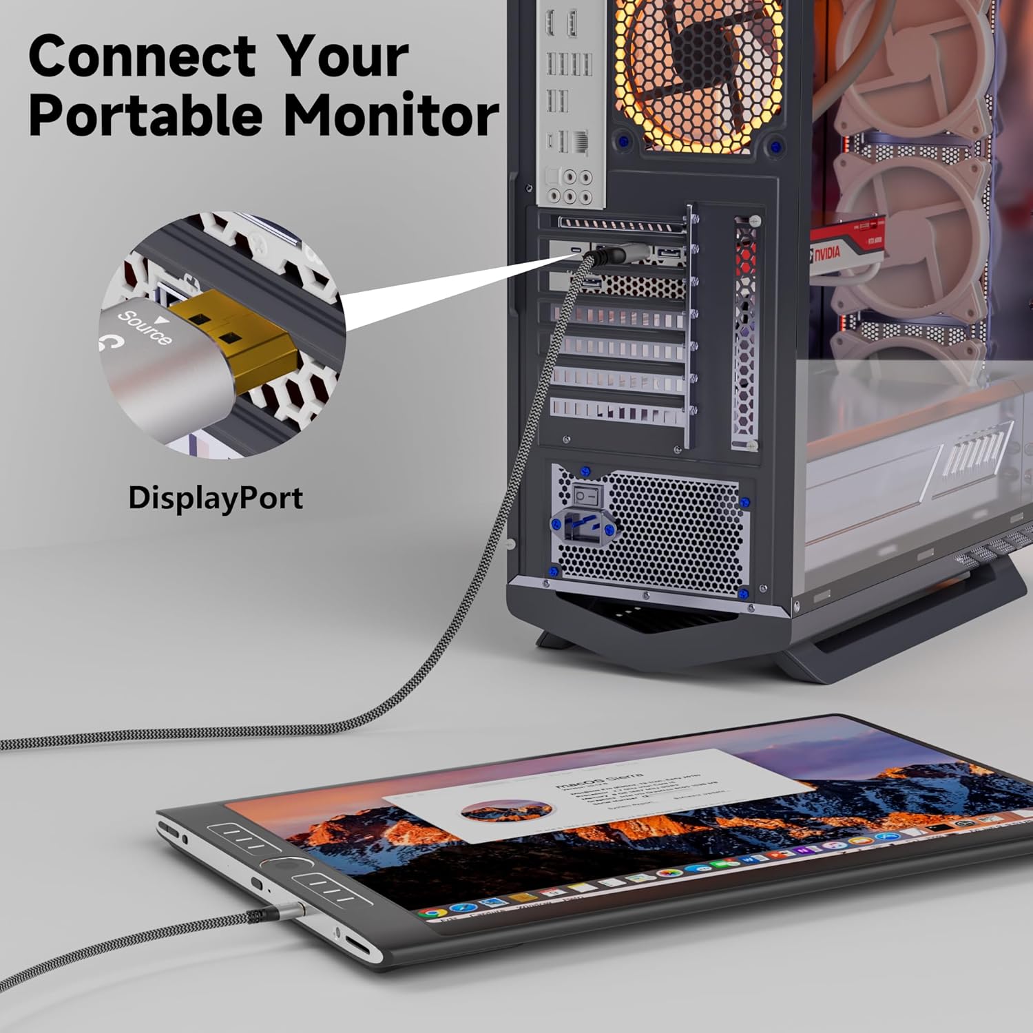 Кабель Conable DisplayPort to Mini HDMI, 4K@60Hz, 2K@120Hz, 1080P@120Hz, 3м, grey - Зображення 3