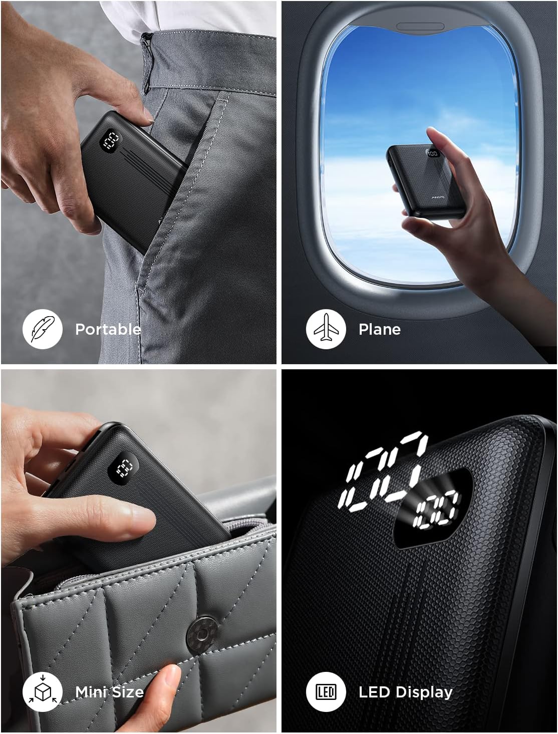 УМБ Powerbank AINOPE Portable Charger, 10000mAh 20W PD чорний - Зображення 5