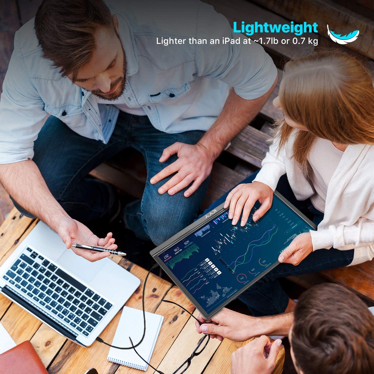 Монітор портативний KYY 15.6" 1080P FHD USB-C, miniHDMI, HDR, IPS, Smart Cover (K3) - Зображення 6