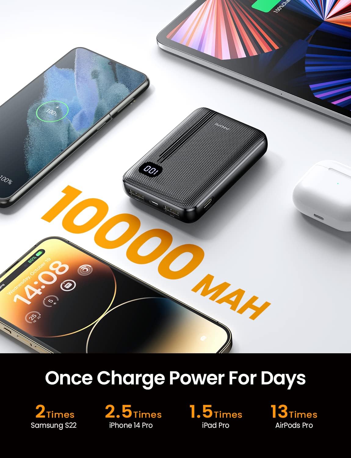 УМБ Powerbank AINOPE Portable Charger, 10000mAh 20W PD чорний - Зображення 7