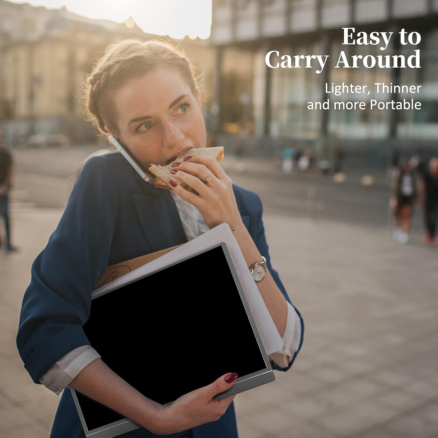 Монітор портативний KYY 15.6" 1080P FHD USB-C, miniHDMI, HDR, IPS, Smart Cover (K3) - Зображення 9