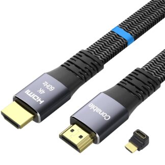 Кабель Conable HDMI 2.0 flat 4K@60Hz 18Gbps адаптер UP Angle, 5м чорний