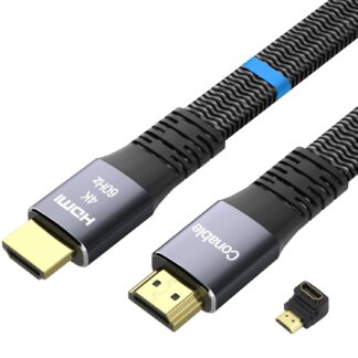 Кабель Conable HDMI 2.0 flat 4K@60Hz 18Gbps адаптер Down Angle, 5м чорний