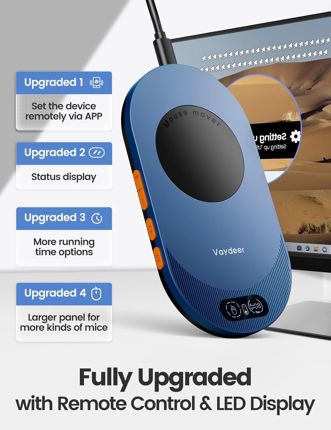 Вігглер шейкер симулятор для миші Vaydeer Air 3 Ultra Mouse Jiggler, Timer, Dark Blue (FM209BE) - Зображення 2