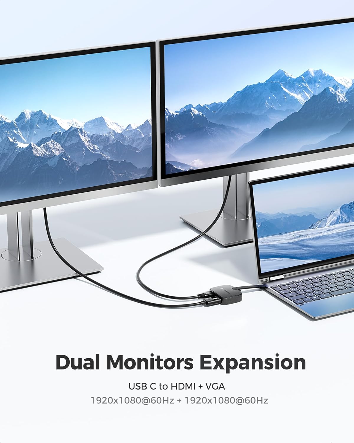 Адаптер-перехідник Cable Matters Type-C to HDMI (4K@60Hz), Type-C to VGA (1920x1080@60Hz) Black - Зображення 3