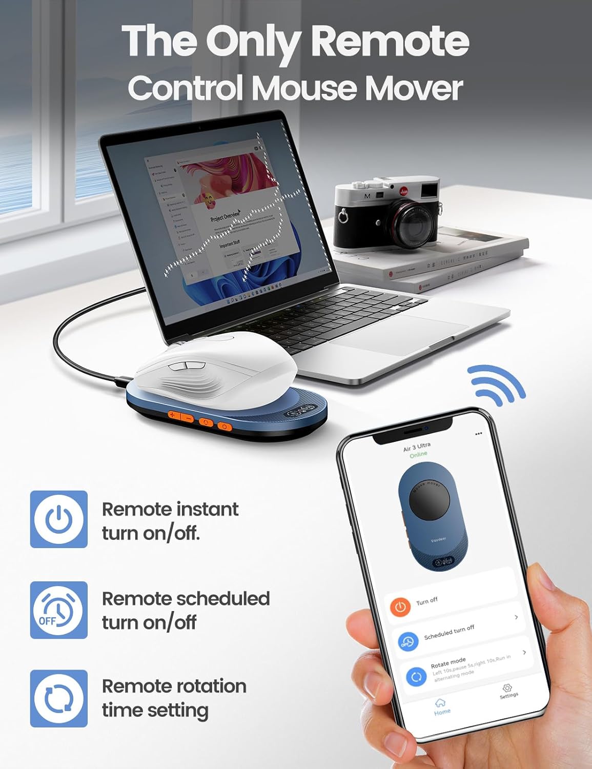 Вігглер шейкер симулятор для миші Vaydeer Air 3 Ultra Mouse Jiggler, Timer, Dark Blue (FM209BE) - Зображення 3