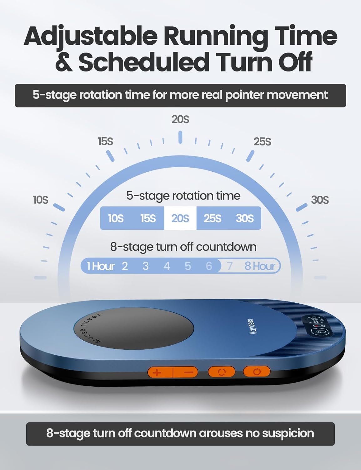 Вігглер шейкер симулятор для миші Vaydeer Air 3 Ultra Mouse Jiggler, Timer, Dark Blue (FM209BE) - Зображення 5