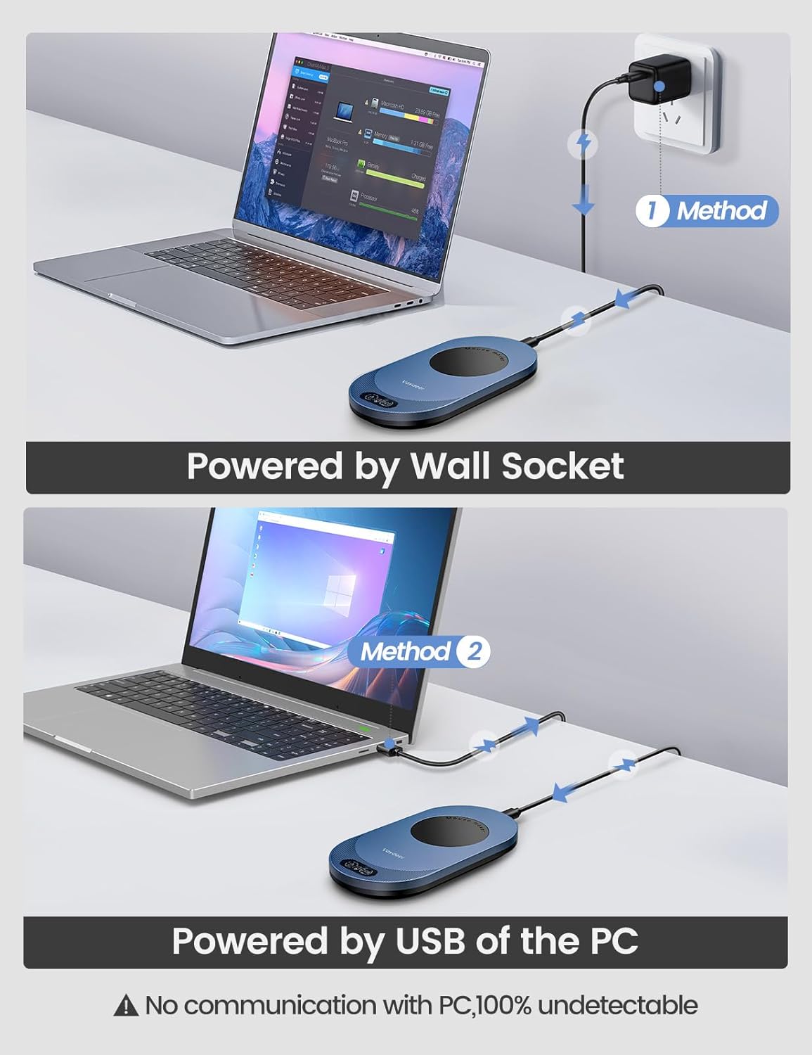 Вігглер шейкер симулятор для миші Vaydeer Air 3 Ultra Mouse Jiggler, Timer, Dark Blue (FM209BE) - Зображення 7