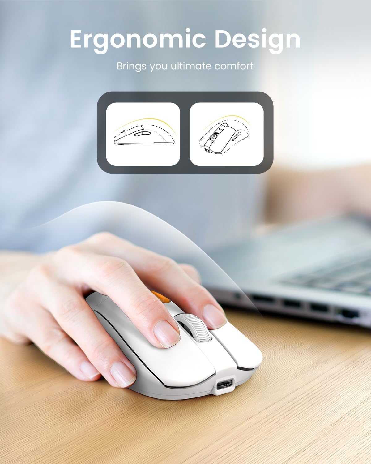 Миша ProtoArc EM15 Wireless Type A/C аккумуляторна, з функцією вігглер шейкер симулятор руху, біла - Зображення 7