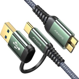 Кабель AINOPE USB 3.1 USB A/C Male to Micro B Male 10Gbps 0.5м grey