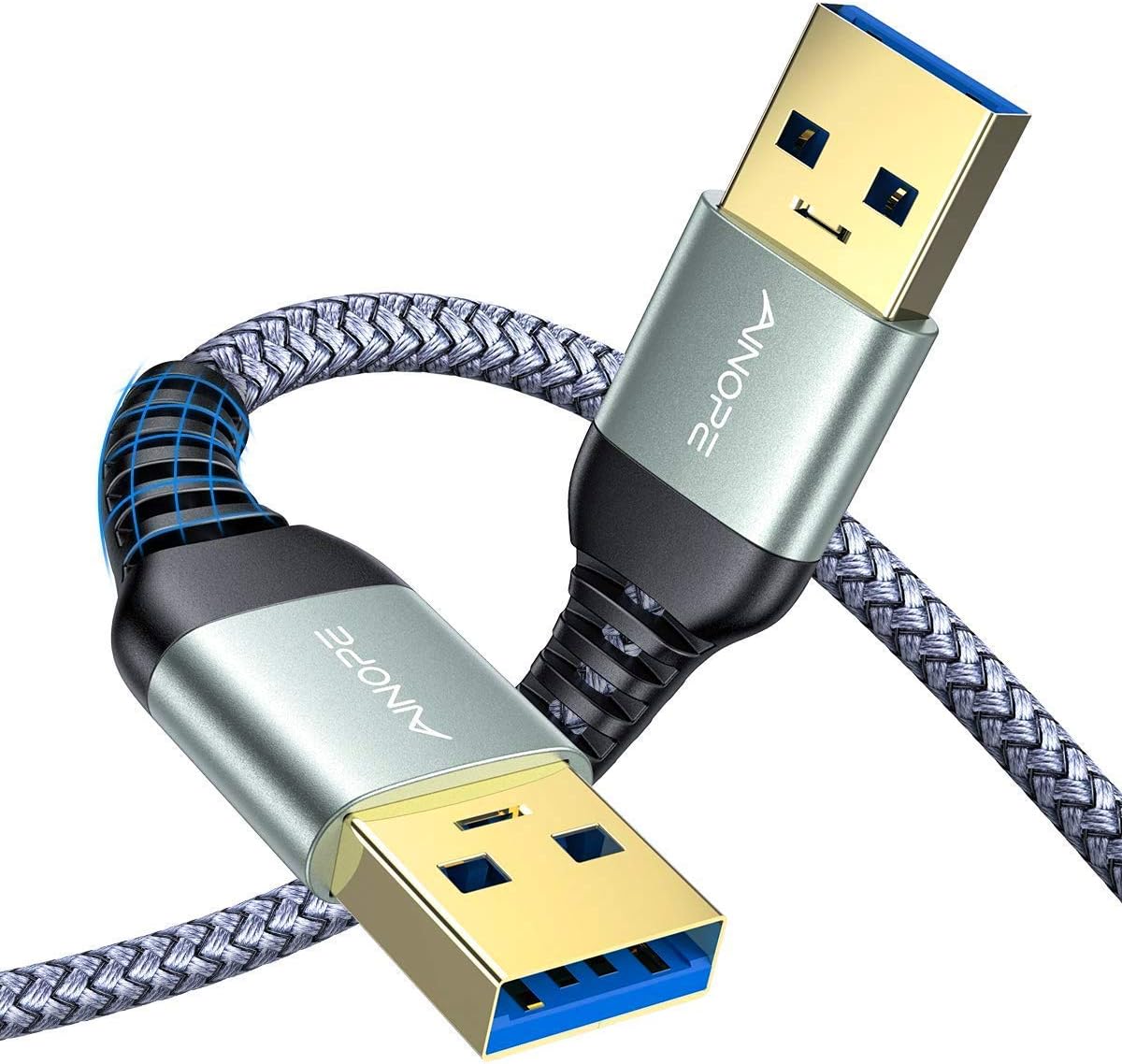 Кабель AINOPE USB A to USB A, USB 3.0 AM/AM, 5Gbps, 0.5м, grey