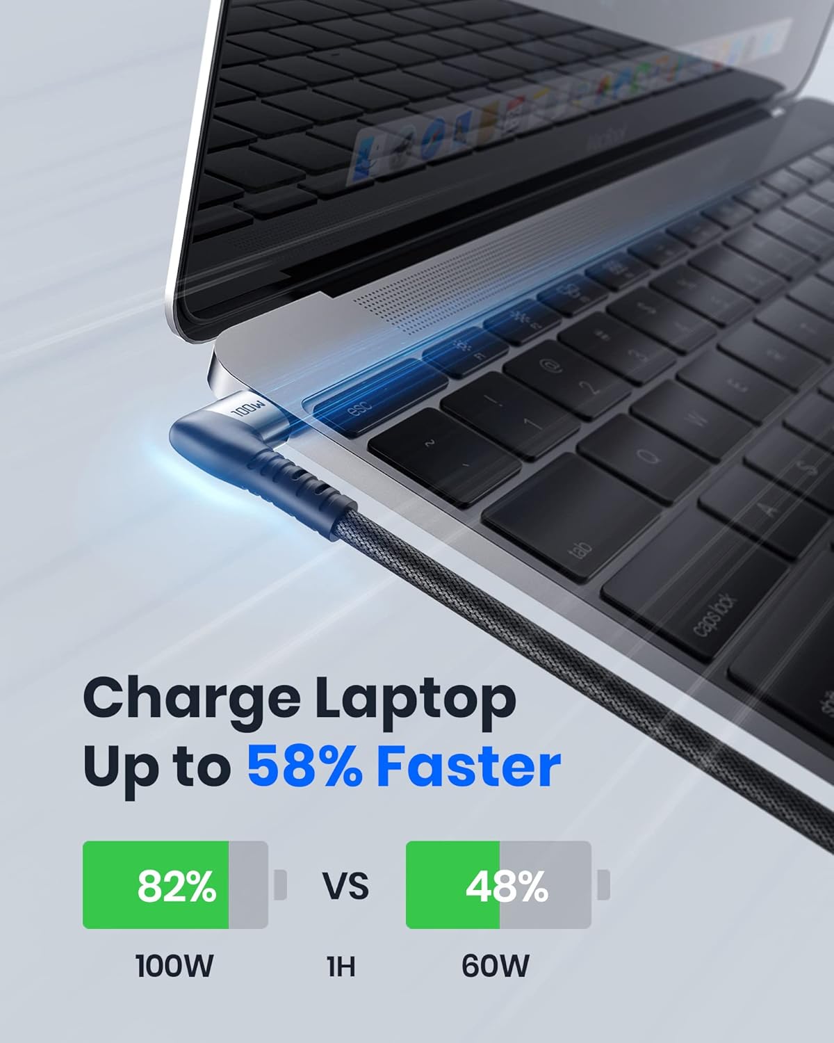 Кабель SAFUEL Type-C to Type-C 100Вт, 90 Degree Angle, black, 2м - Зображення 3